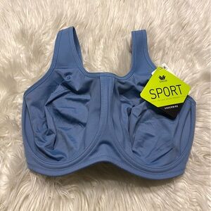 Wacoal 34H Sports Bra Blue Simone Underwire Back Closure Max Support 855170 NEW